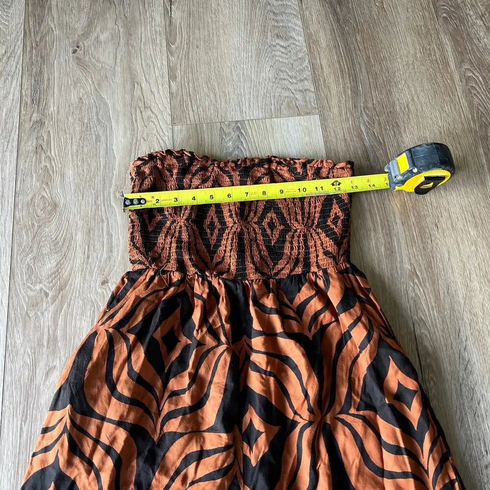 ANTHROPOLOGIE Women's Printed Balloon-Leg Jumpsuit Size SP In Dark Orange - Picture 7 of 13